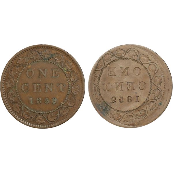 Error Coin;  1859 1¢ N9 PCGS Choice About Uncirculated-55.  Designated w/Full Brockage Obverse.  A s