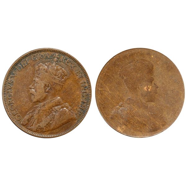 Error Coin;  ND (1912-20) 1¢ PCGS Choice Very Fine-30.  Designated w/Full Brockage Reverse.  Visuall