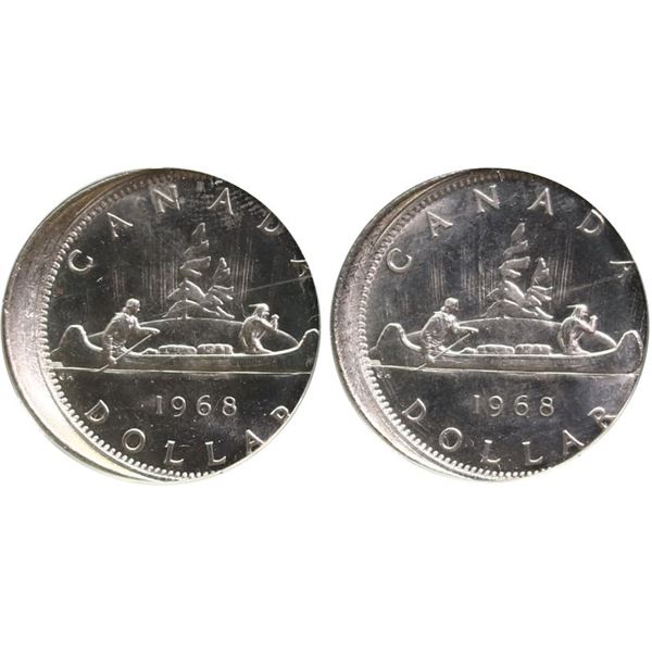 Errors; 1968 Consecutive "Off Centre" Nickel Dollar Errors  Both with strong Cameo contrast.  A grea
