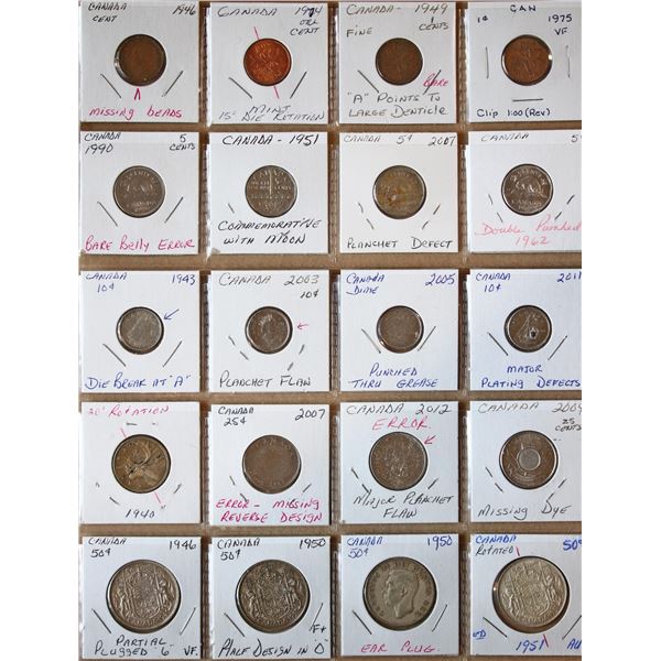 Errors/varieties;  An interesting 20 coin lot.