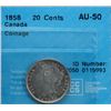 Image 2 : 1858 20¢ Coinage Plain 5 CCCS About Uncirculated-50.