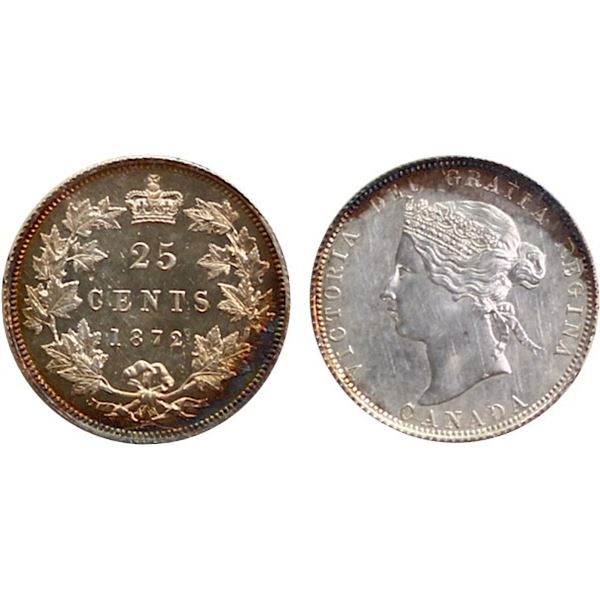 1872H 25¢ Obv 2 ICCS Choice SPECIMEN-63.  A fantastic and scarce specimen example displaying a matte