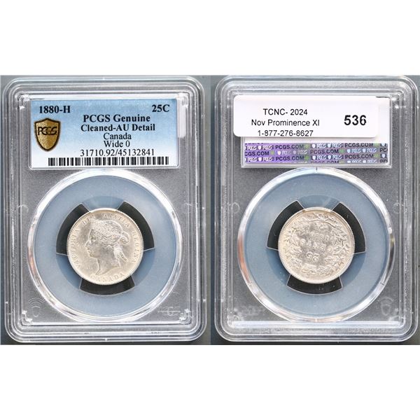 1880H 25¢ Wide O PCGS AU - Details, issue.  Very scarce variety and seldom offered above VF.
