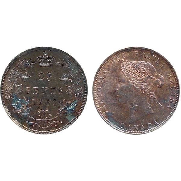 1881H 25¢ ICCS Mint State-60.  Rarely offered in this condition.  Scarce.