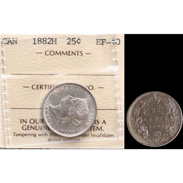 1882H 25¢ ICCS Extra Fine-40.  A nice example with nice lustre.