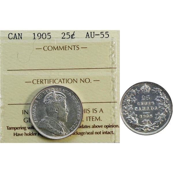 1905 25¢ ICCS Choice About Uncirculated-55.