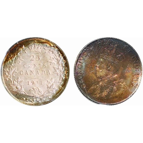 1911 25¢ PCGS Superb Gem Mint State-66.  Superb Gem fully lustrous example with touch of peripheral 
