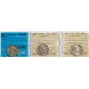 1918 25¢, 1920, and 1937 CCCS/ICCS Choice Mint State-62, lot of 3 coins.
