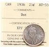 Image 2 : 1936 25¢ DOT ICCS Choice About Uncirculated-55.  Lustrous example.