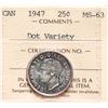 Image 2 : 1947 25¢ DOT ICCS Choice Mint State-63.  Brilliant and lustrous