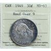 Image 2 : 1949 50¢ Hoof over 9 ICCS Choice Mint State-63.  Lovely toning.