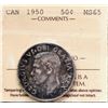 Image 2 : 1950 50¢ ICCS Gem Mint State-65.  Deep gem tones.