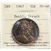 Image 2 : 1967 50¢ "Dbl Struck" ICCS Superb Gem Mint State-66.  Wow!  A flashy and attractive example.