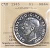 Image 2 : 1945 $1 ICCS Choice Mint State-64.