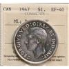 Image 2 : 1947 $1 ML, Dbl HP ICCS Extra Fine-40.  Lustrous white issue.