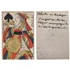 Image 1 : French Colonial Issue Playing Card; Queen of Spades with French Hand Written on the back.