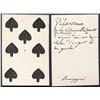 Image 1 : French Colonial Issue Playing Card; Seven of Spades with French Hand Written on the back.