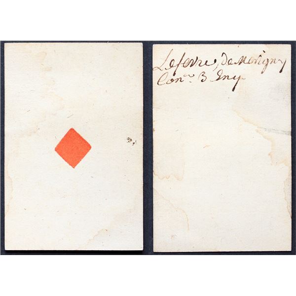 French Colonial Issue Playing Card; Ace of Diamonds with French Hand Written on the back.
