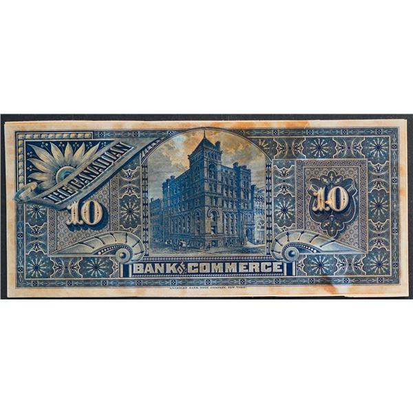 The Canadian Bank of Commerce;  1892 $10  CH-75-14-18P (Coloured) Back Proof LCG Uncirculated-60 wit