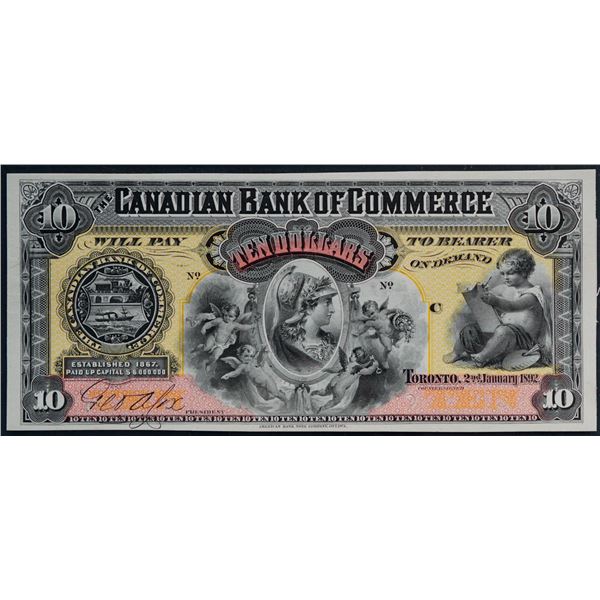 The Canadian Bank of Commerce;  1892 $10 CH-75-14-18P (Colourd) Face Proof LCG Gem Uncirculated-65PP