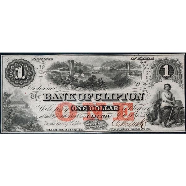 The Bank of Clifton;  1859 $1 #82309 CH-125-10-04-02a, LCG Choice Uncirculated-63PPQ.