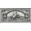 Image 1 : Bank of Hamilton 1909 $5 CH-345-20-02b "Test Note Letter "SS" A bright VF+ example.  Very scarce and