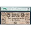 Image 2 : The Mechanics Bank; 1837 $10 #1111 CH-435-10-06, PMG Very Good-10 Net w/missing pieces. RARE SOLID N