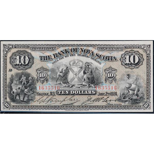 The Bank of Nova Scotia;  1924 $10 #1635516 CH-550-18-18, LCG Choice Very Fine-35PPQ.
