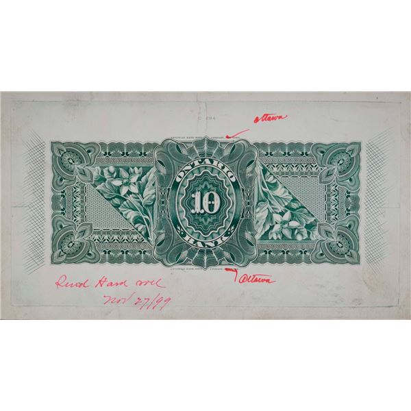 The Ontario Bank; 1888 $10 CH-555-18-06BP, LCG Choice Uncirculated-62 w/Approval Proof Mounted on Ca