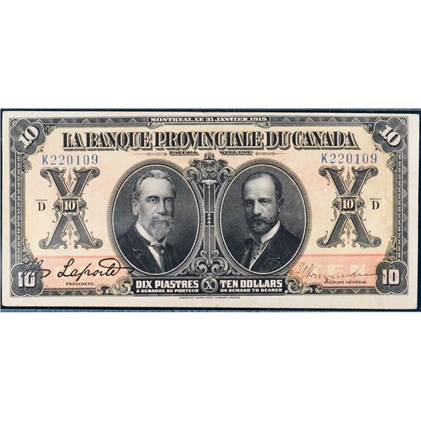 La Banque Provinciale du Canada 1919 $10 "Orange Tint" CH-615-14-12 #K220109 LCG Choice Extra Fine-4
