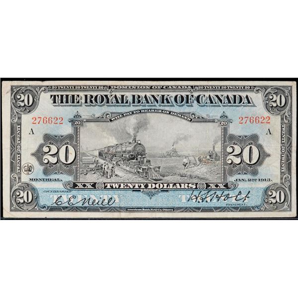 The Royal Bank of Canada 1913 $20 CH-630-12-12 VF or better.  A nice example..