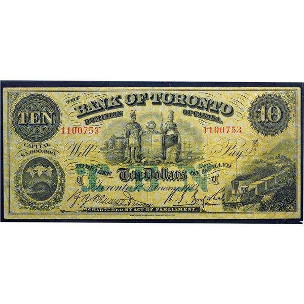 The Bank of Toronto;  1923 $10 #1100753 CH-715-22-42, BCS F18.