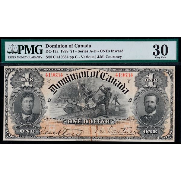 1898 $1 DC-13a #419634, PMG Choice Very Fine-30. A bright example for grade.