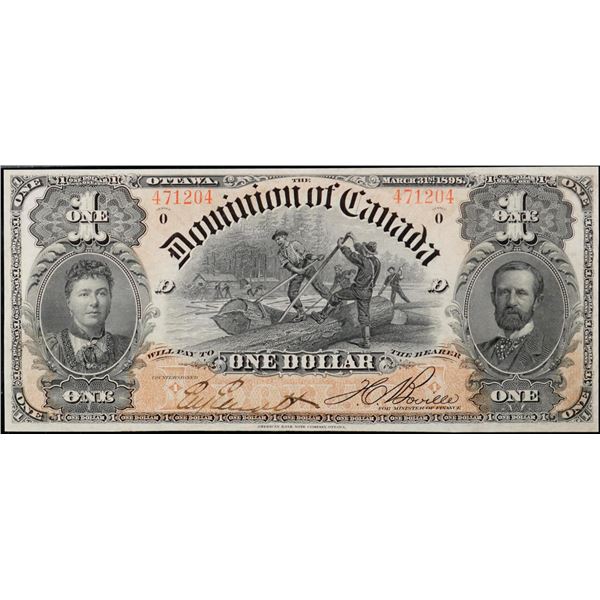 1898 $1 DC-13c #471204 PCGS Choice About Uncirculated-58.  A bright example with vibrant colours.  A