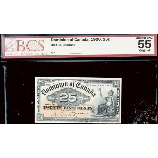 1900 25¢ Shinplaster, BCS Choice About Uncirculated-55 Original.