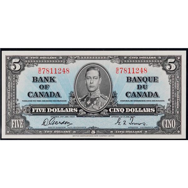 1937 $5 BC-23b #S/C7811248 LCG Superb Gem Uncirculated-67PPQ.  An exceptional high grade example wit