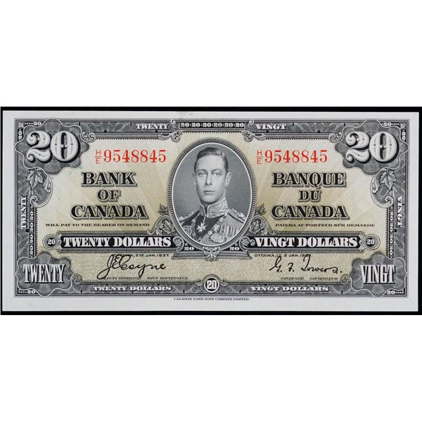 1937 $20 BC-25c #HE9548845, Original UNC example.