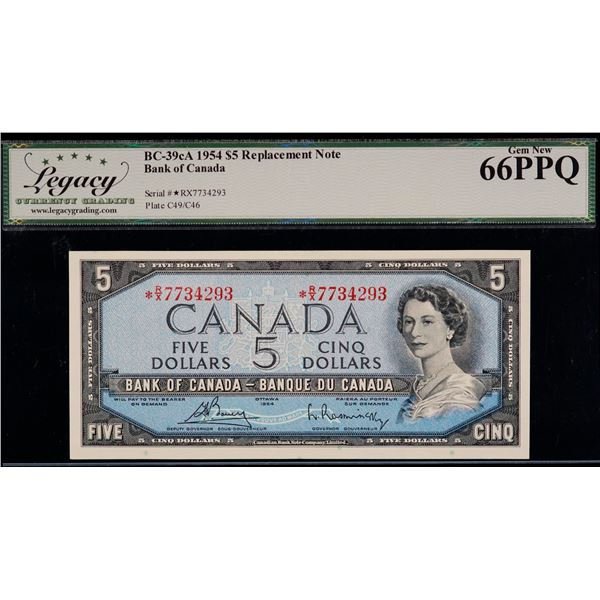 1954 $5 BC-39cA #*R/X7734293, LCG Superb Gem Uncirculated-66PPQ.