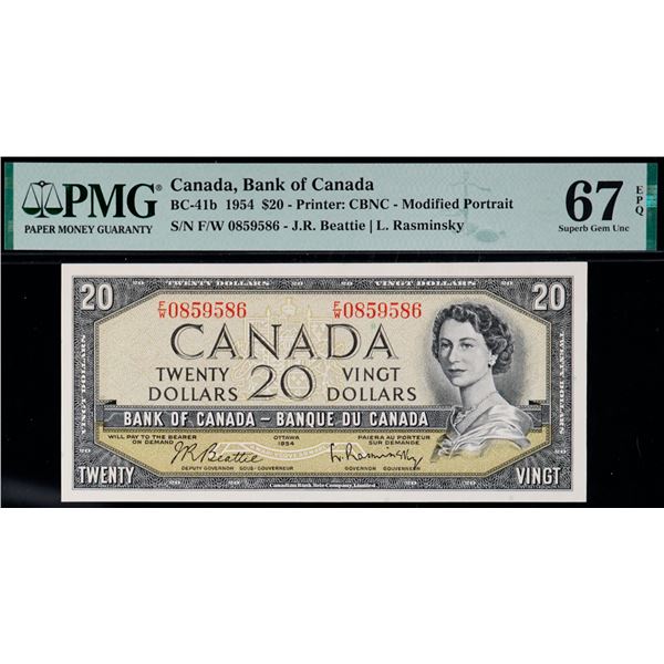 1954 $20 BC41b PMG Superb Gem Uncirculated-67 EPQ