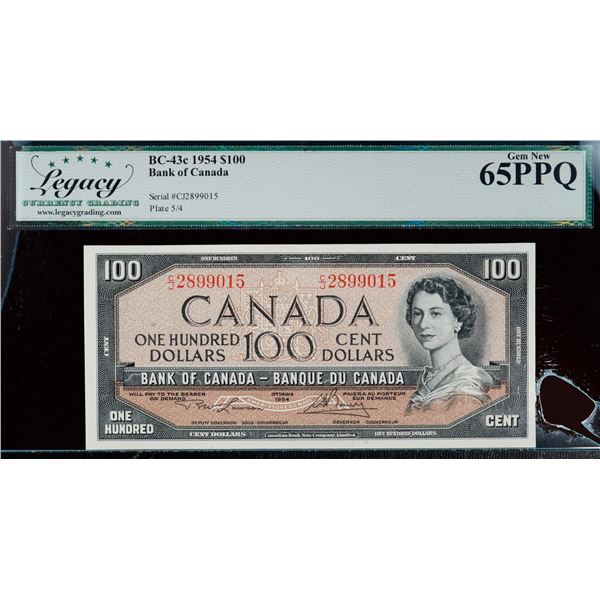 1954 $100 BC-43c #CJ2899014-015, LCG Gem Uncirculated-65PPQ.  Lot of 2 consecutive gem notes.