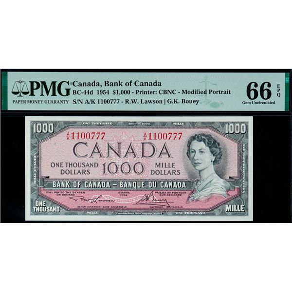 1954 $1000 BC-44d #A/K 1100777 PMG 66 EPQ