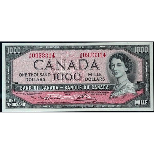 1954 $1000 BC-44d #AK0933314, LCG Superb Superb Gem Uncirculated-67PPQ.  Consecutive Note next Lot.