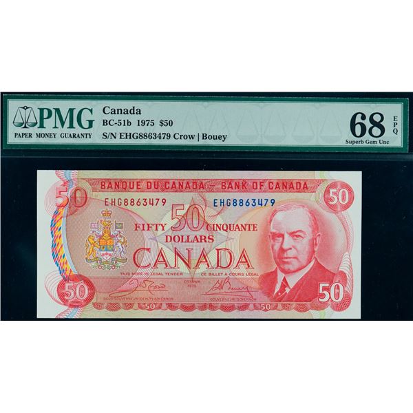 1975 $50 BC-51b #EHG8863479 PMG Splendid Gem Uncirculated-68EPQ.  A great example.