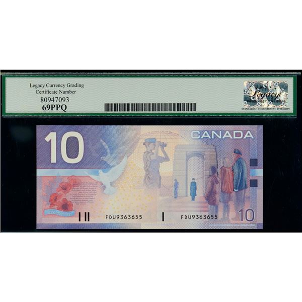 2001 $10 BC-63aA #FDU9363655 "Replacement"  LCG Splendid Gem Uncirculated-69PPQ.  A "Perfect" exampl