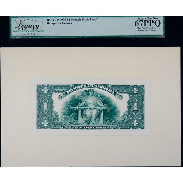 1935 $1 BC-2BP French Back Proof LCG Gem Uncirculated-67 PPQ