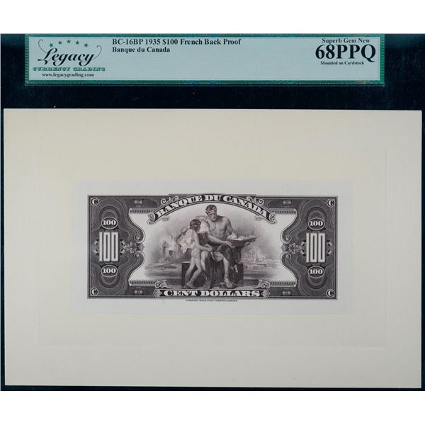 1935 $100 BC-16BP French Back Proof LCG Gem Uncirculated-68 PPQ