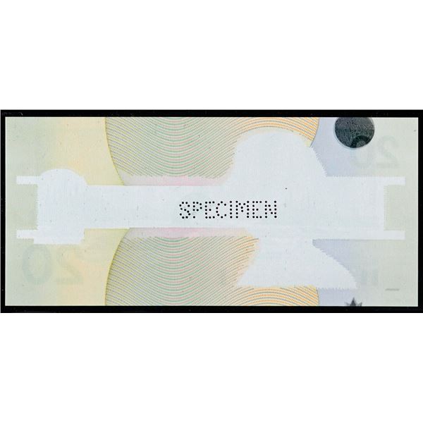 Essay Notes;  1991 $20 BC-58b - Polymer DuraNote Specimen (Punched) example w/No Window (Face) Print