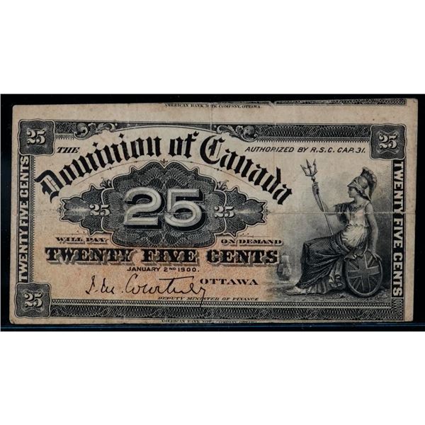 Error Note; 1900 25¢ DC-15a Cut out of register.