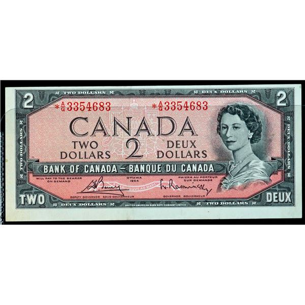 Error Note; 1954 $2 BC-38cA #*AG3354683, Cut out of register.
