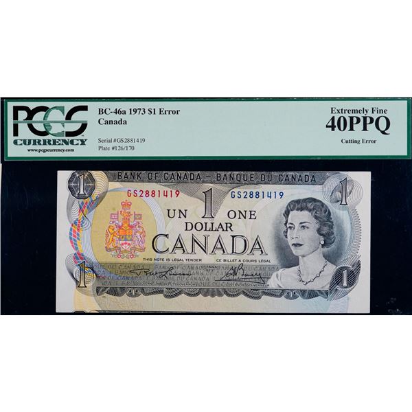 Error Note;  1973 $1 BC-46a #GS2881419, Cutting Error Note;  PCGS Extra Fine-40PPQ.